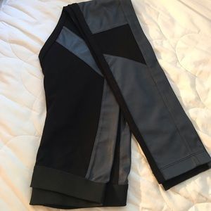 BCBGMaxazria Black Leggings w/ Faux Leather Detail